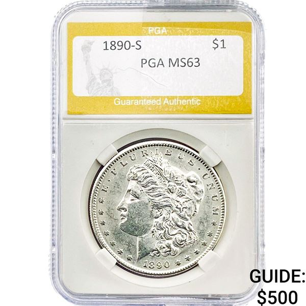 1890-S Morgan Silver Dollar PGA MS63