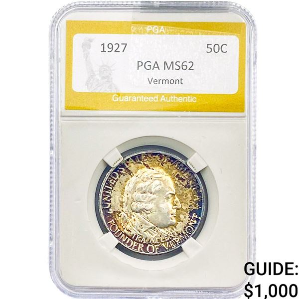 1927 Vermont Half Dollar PGA MS62