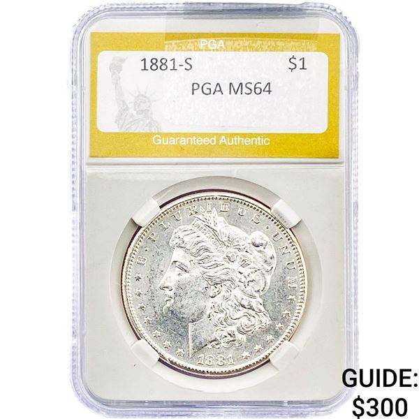 1881-S Morgan Silver Dollar PGA MS64