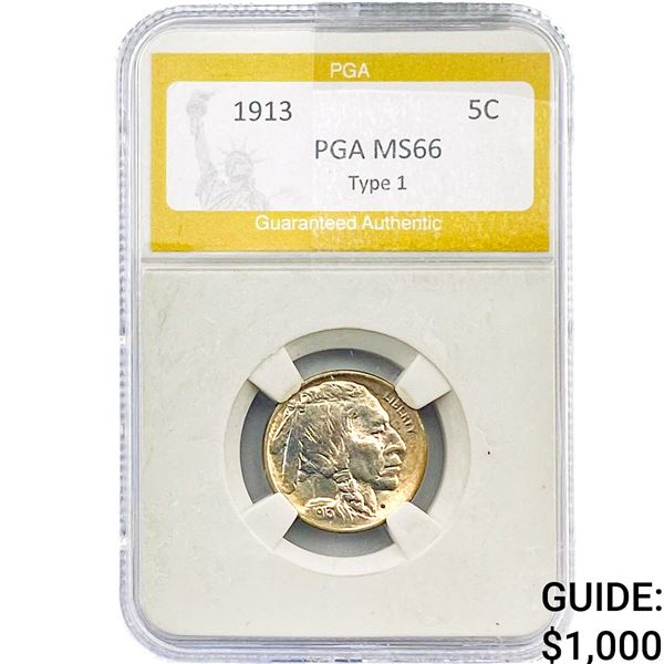 1913 Buffalo Nickel PGA MS66 Type 1
