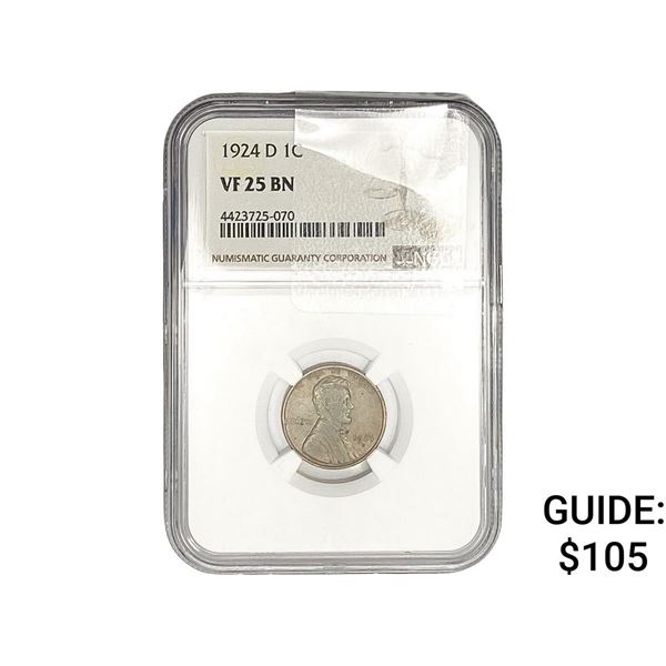 1924-D Wheat Cent NGC VF25 BN