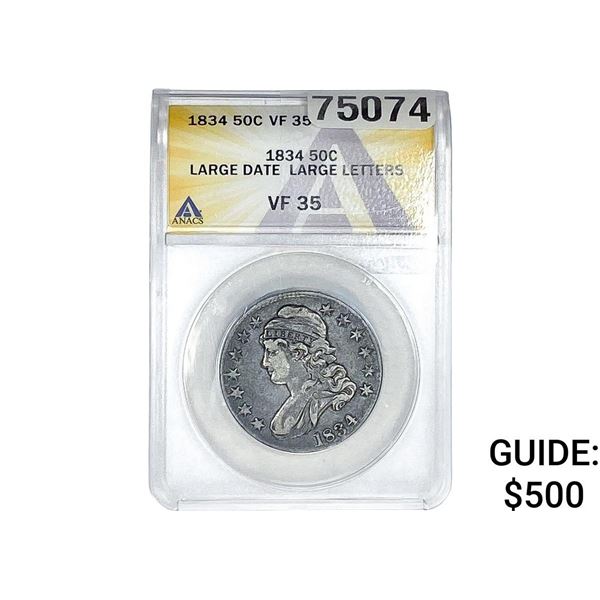 1834 Capped Bust Half Dollar ANACS VF35
