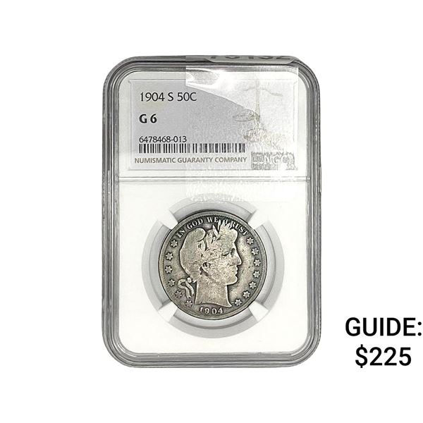 1904-S Barber Half Dollar NGC G6