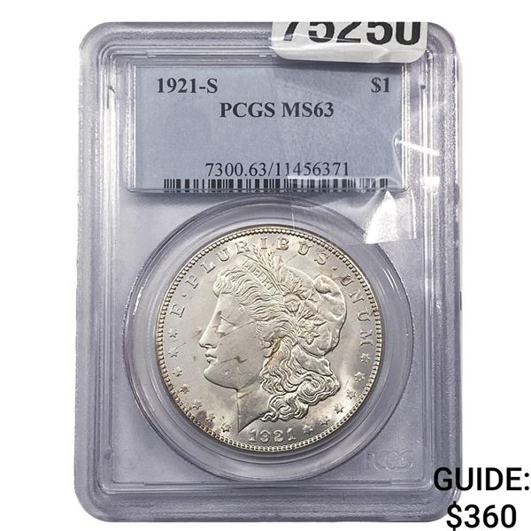 1921-S Morgan Silver Dollar PCGS MS63