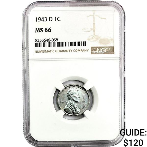 1943-D Wheat Cent NGC MS66