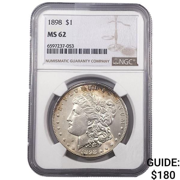 1898 Morgan Silver Dollar NGC MS62