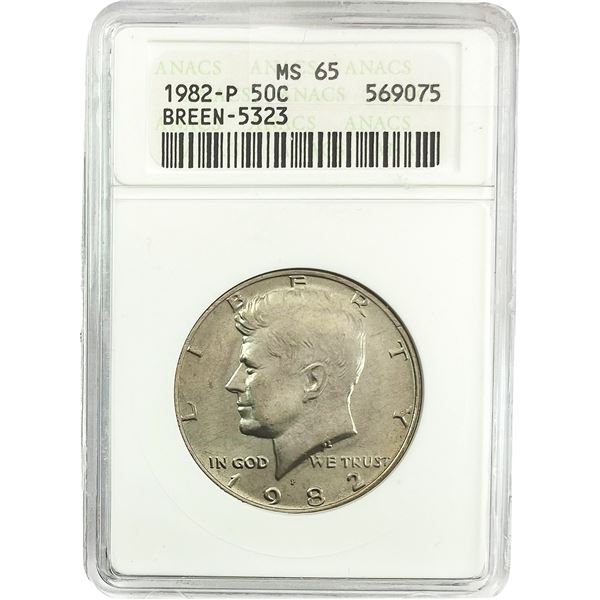 1982-P Kennedy Half Dollar ANACS MS65