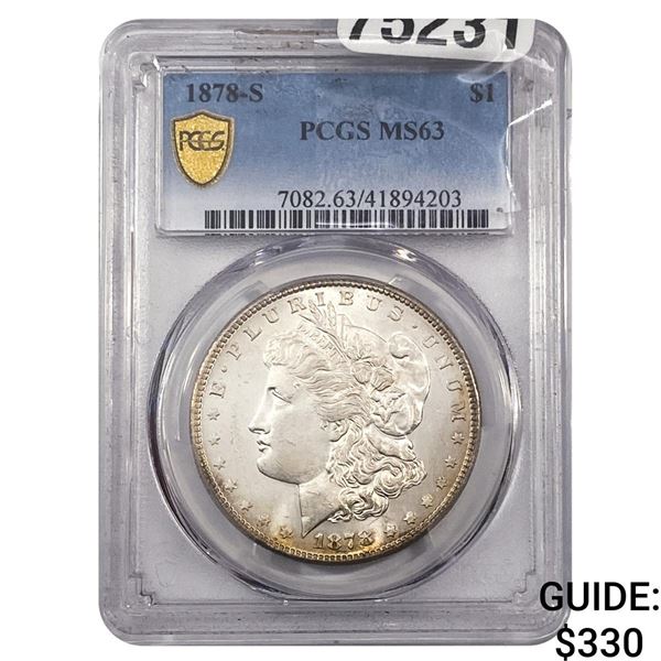 1878-S Morgan Silver Dollar PCGS MS63