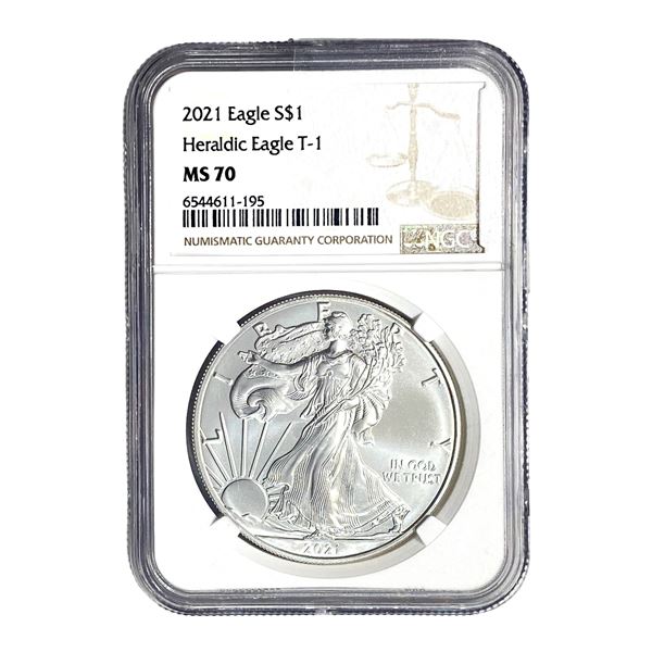 2021 Silver Eagle NGC MS70 Heraldic Eagle T-1