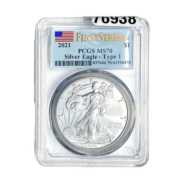 2021 Silver Eagle PCGS MS70 Type 1