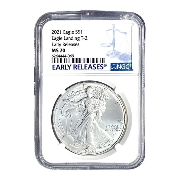 2021 Silver Eagle NGC MS70 Eagle Landing T-2