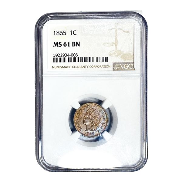 1865 Indian Head Cent NGC MS61 BN