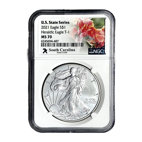 2021 Silver Eagle NGC MS70 Heraldic Eagle T-1