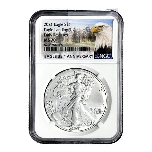 2021 Silver Eagle NGC MS70 Eagle Landing T-2