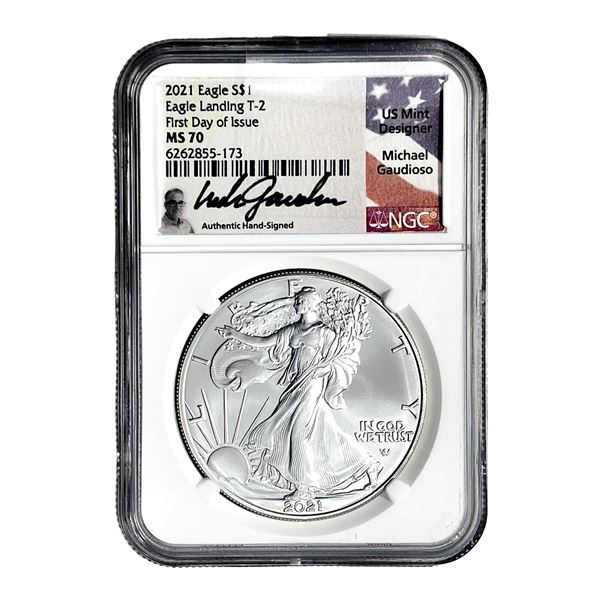 2021 Silver Eagle NGC MS70 Eagle Landing T-2