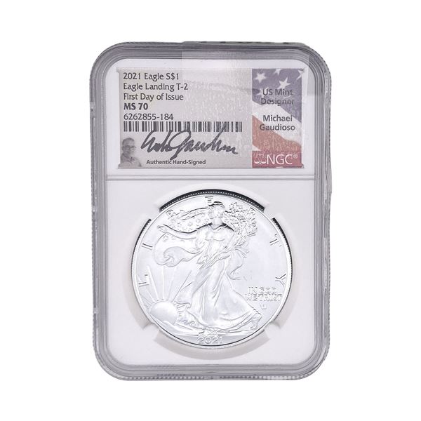 2021 Silver Eagle NGC MS70 Eagle Landing T-2