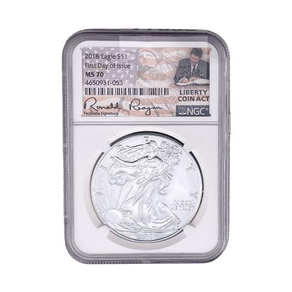 2018 Silver Eagle NGC MS70 First Day of Issue