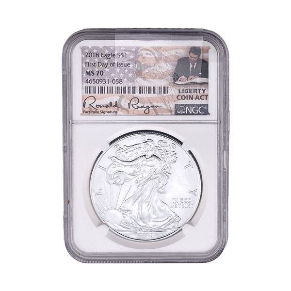 2018 Silver Eagle NGC MS70 First Day of Issue