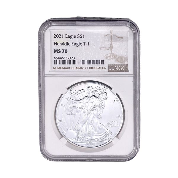 2021 Silver Eagle NGC MS70 Heraldic Eagle T-1
