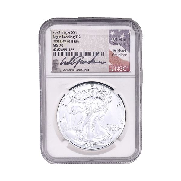 2021 Silver Eagle NGC MS70 Eagle Landing T-2