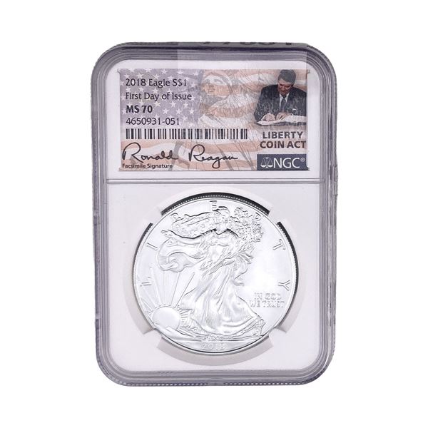 2018 Silver Eagle NGC MS70 First Day of Issue