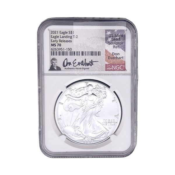 2021 Silver Eagle NGC MS70 Eagle Landing T-2