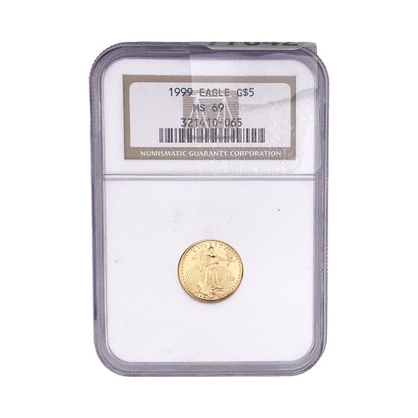 1999 $5 Gold Half Eagle NGC MS69 1/10oz
