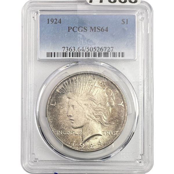 1924 Silver Peace Dollar PCGS MS64