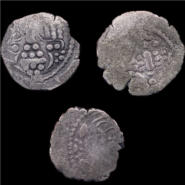 [3 Coins]780-980 AD Pratihara Empire Silver Drachm NEARLY UNCIRCULATED