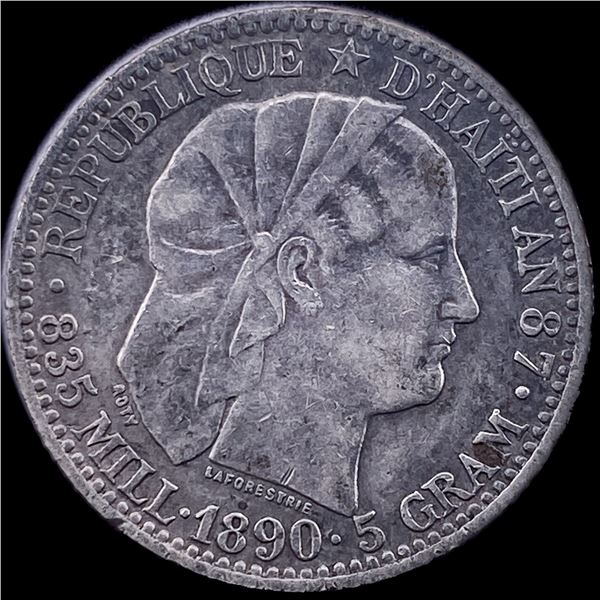 1890 Haiti 20 Centimes NEARLY UNCIRCULATED