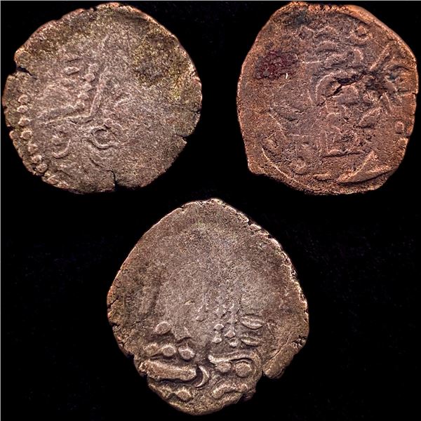 [3 Coins] 780-980 Pratihara Empire Silver Drachm NEARLY UNCIRCULATED