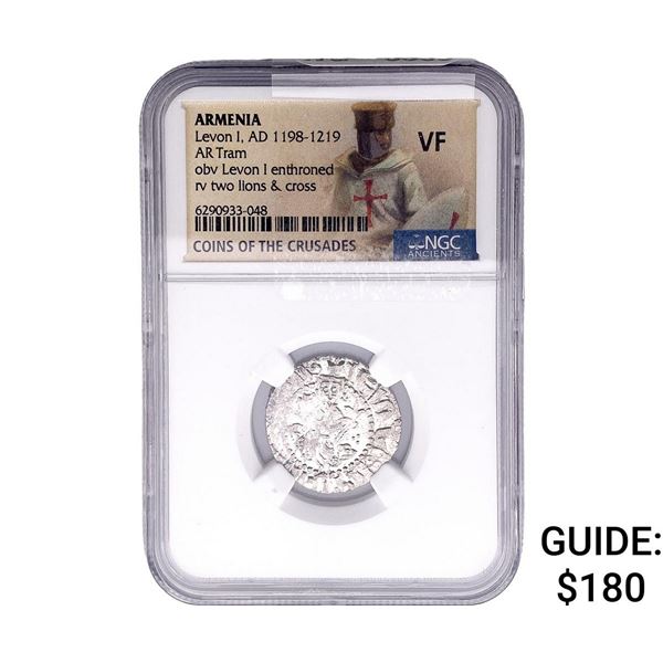 1198-1219 AD Armenia Levon I AR Tram NGC VF