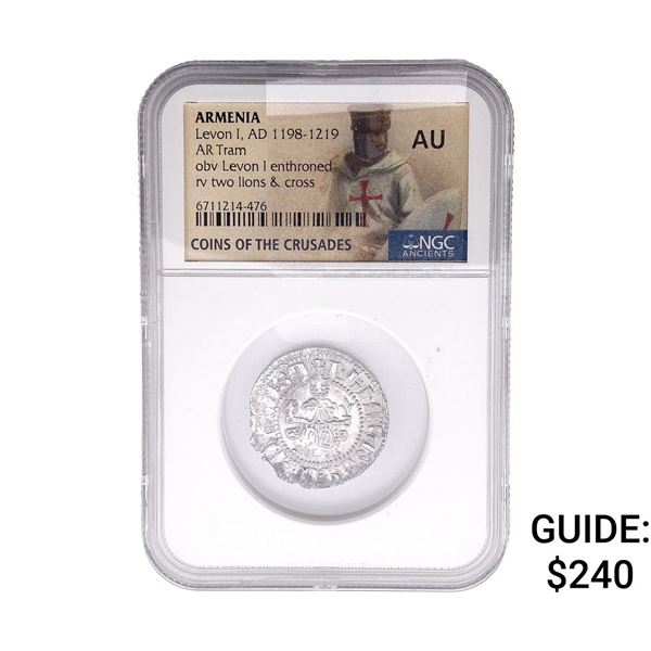1198-1219 AD Armenia Levon I AR Tram NGC AU