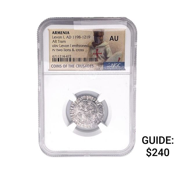 1198-1219 AD Armenia Levon I AR Tram NGC AU