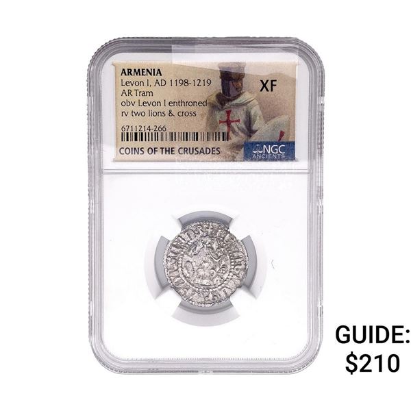 1198-1219 AD Armenia Levon I AR Tram NGC XF