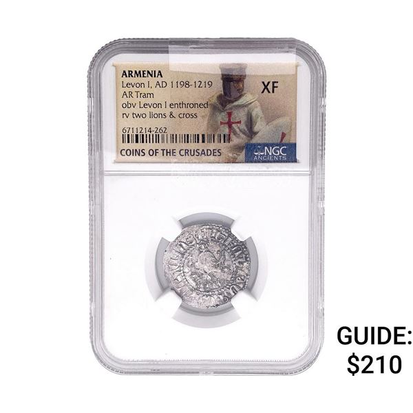 1198-1219 AD Armenia Levon I AR Tram NGC XF