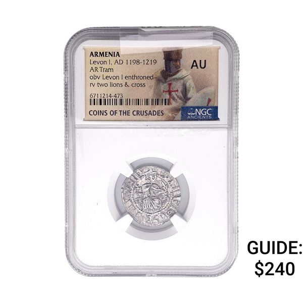 1198-1219 AD Armenia Levon I AR Tram NGC AU