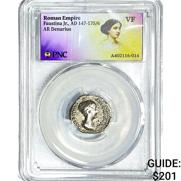 Roman Faustina Jr.,AD 147-175/6 AR Denarius PNC VF