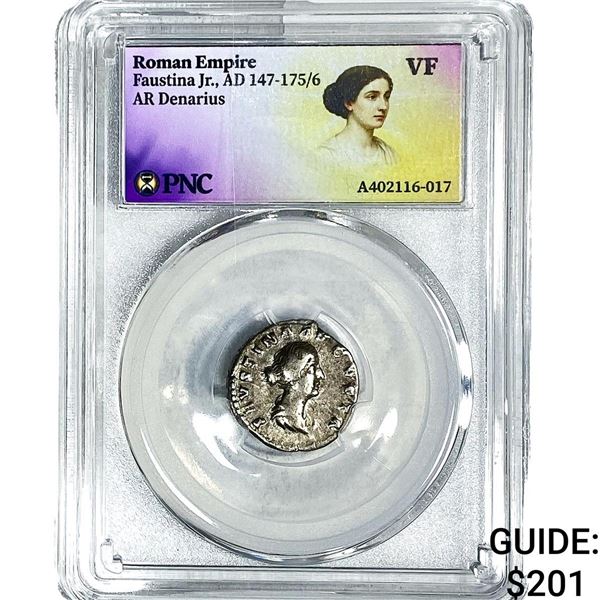 Roman Faustina Jr.,AD 147-175/6 AR Denarius PNC VF
