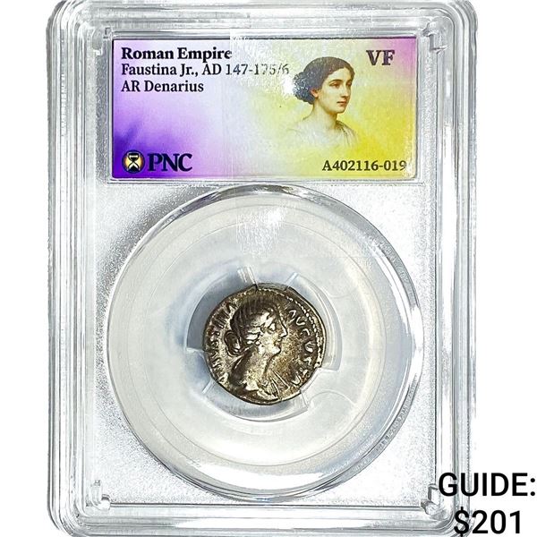 Roman Faustina Jr.,AD 147-175/6 AR Denarius PNC VF