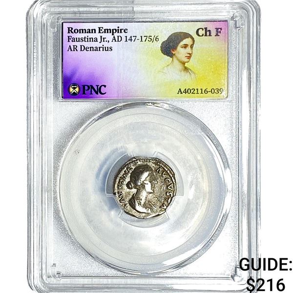 Roman Faustina Jr.,AD 147-175/6 AR Denarius PNC ChF