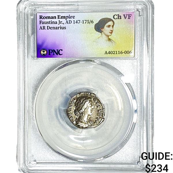 Roman Faustina Jr.,AD 147-175/6 AR Denarius PNC ChVF