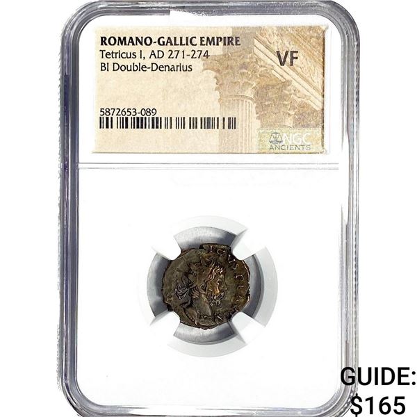 Romano-Gallic TetricusI, AD271-274 BIDbl-Denarius NGC VF