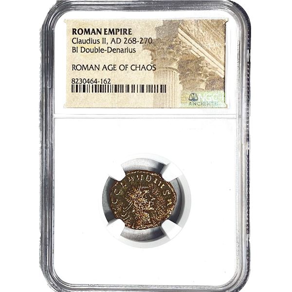 Roman Claudius II, AD268-270 BI Dbl-Denarius NGC