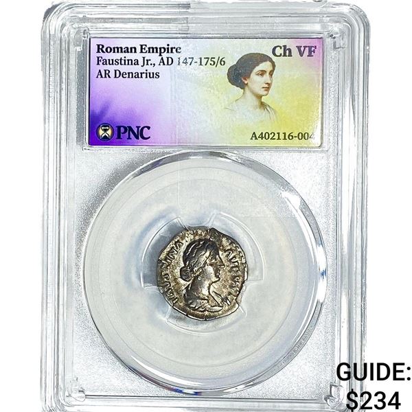 Roman Faustina Jr.,AD 147-175/6 AR Denarius PNC ChVF