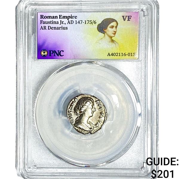 Roman Faustina Jr.,AD 147-175/6 AR Denarius PNC VF