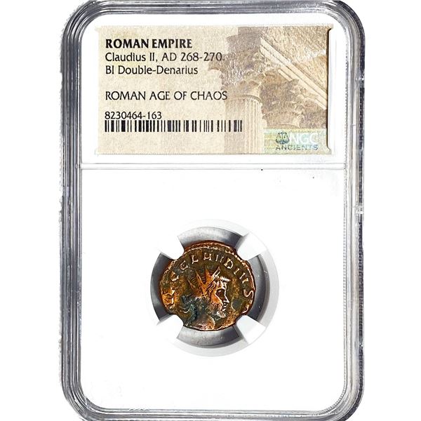 Roman Claudius II, AD268-270 BI Dbl-Denarius NGC