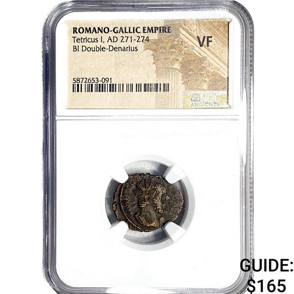 Romano-Gallic TetricusI, AD271-274 BIDbl-Denarius NGC VF
