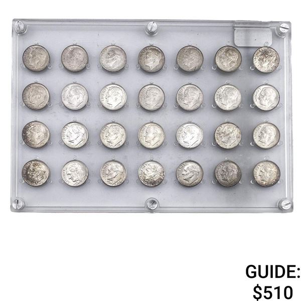 [28 Coins] 1946-1955 Roosevelt Dime Set