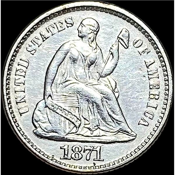 1871 Seated Liberty Silver Half Dime ABOUT UNCIRCULATED